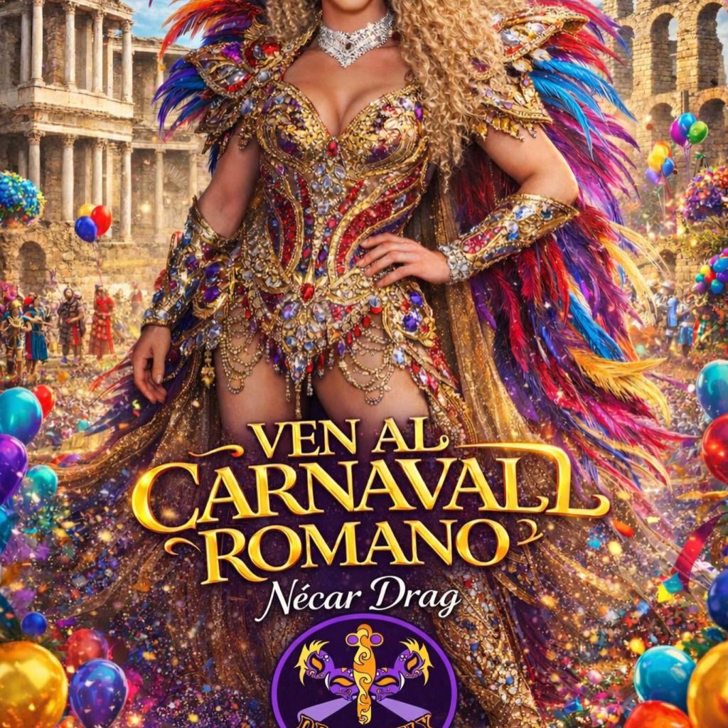 👠“Ven al Carnaval Romano” es el nuevo lanzamiento de la artista emeritense Nécar Drag, una propuesta vibrante que fusiona música, fantasía y la esencia más espectacular del Carnaval. Inspirada en el imaginario romano y en el espíritu festivo, la canción invita a celebrar, bailar y dejarse llevar por una experiencia llena de color, fuerza y personalidad.

El estreno oficial tendrá lugar el 7 de febrero a las 17:00 h, durante la Carnavalada de los Dragonfly, un evento donde el espectáculo, la diversidad y la música se dan la mano para dar inicio a una celebración inolvidable